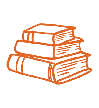  stack of three orange books